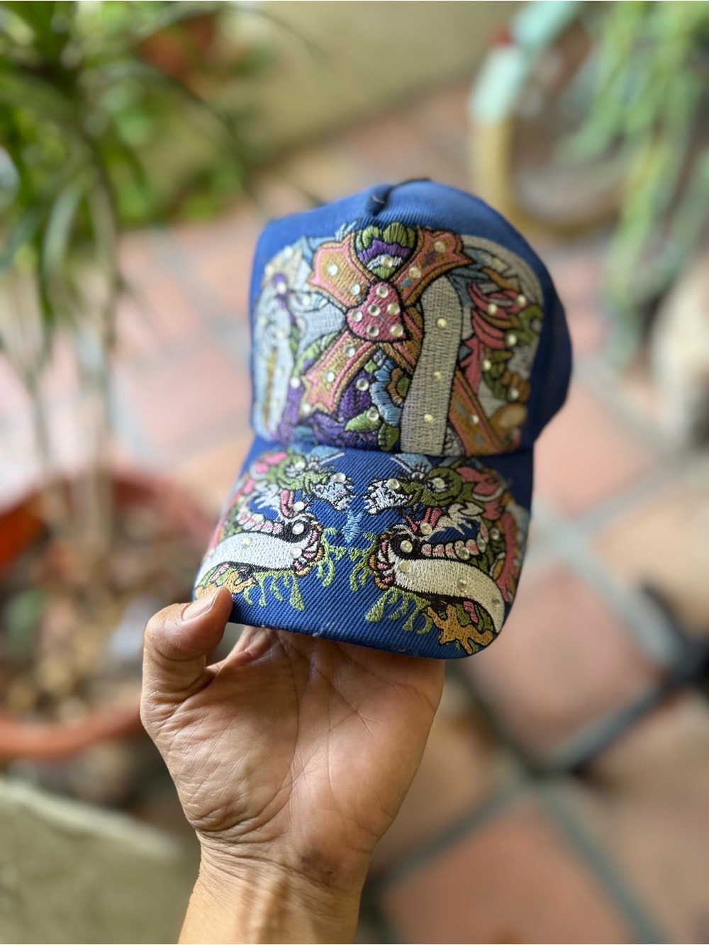 Vtg Rhinestone Fashion Trucker Cap